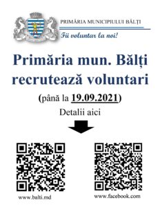 Primăria mun. Bălți recrutează voluntari Primăria mun. Bălți recrutează voluntari