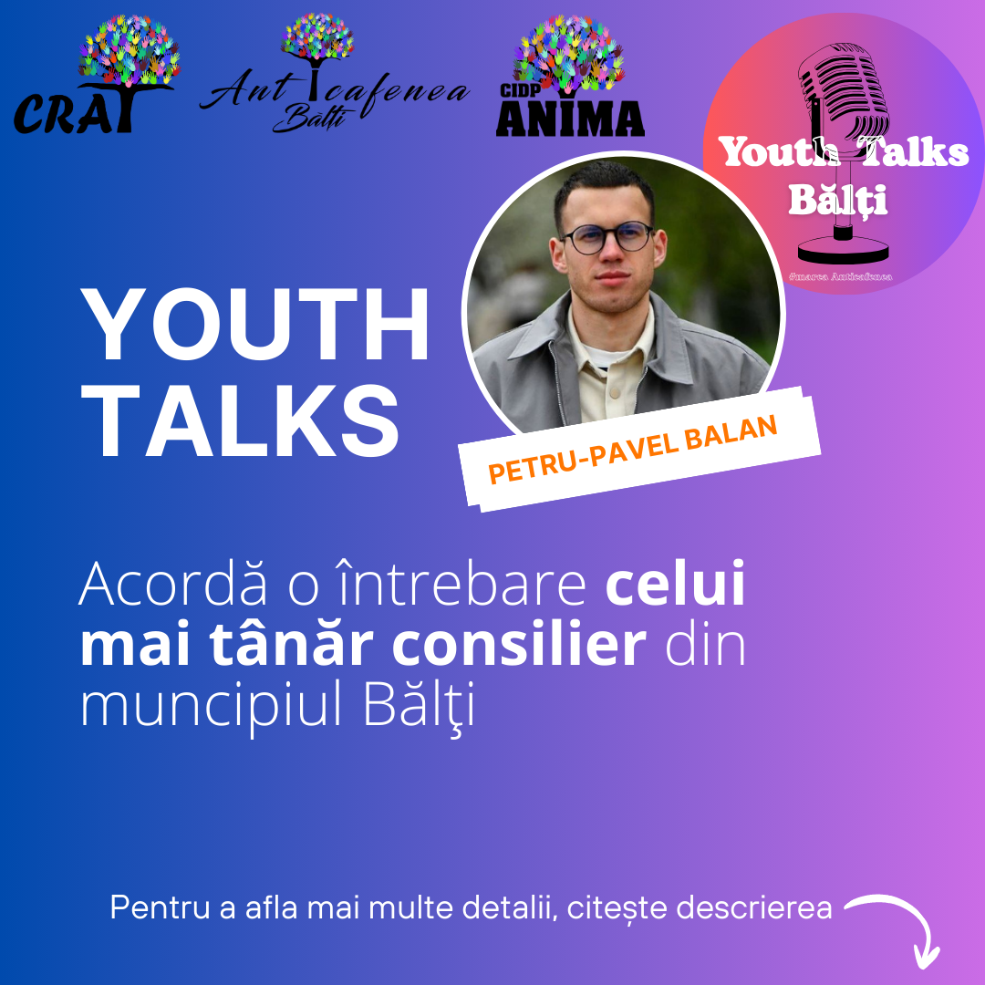 CRAT lansează „Youth Talks” – întrebări și răspunsuri cu cel mai tânăr consilier din Bălți CRAT lansează „Youth Talks” – întrebări și răspunsuri cu cel mai tânăr consilier din Bălți
